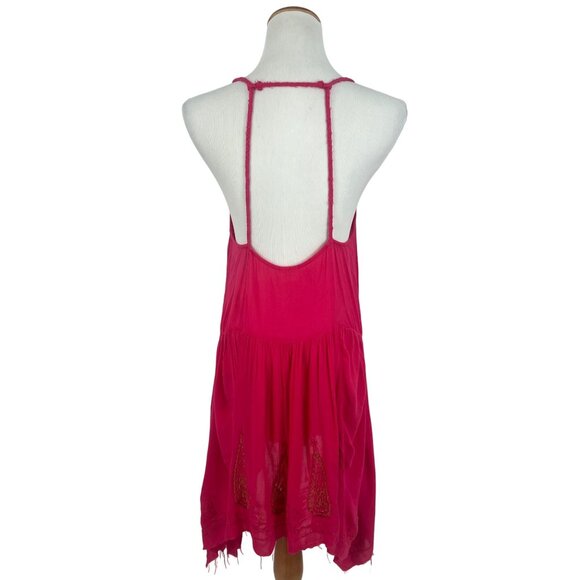 RARE NWT Free People Pink & Gold Embroidered Asymmetrical Boho Gypsy Slip Dress - Picture 11 of 16
